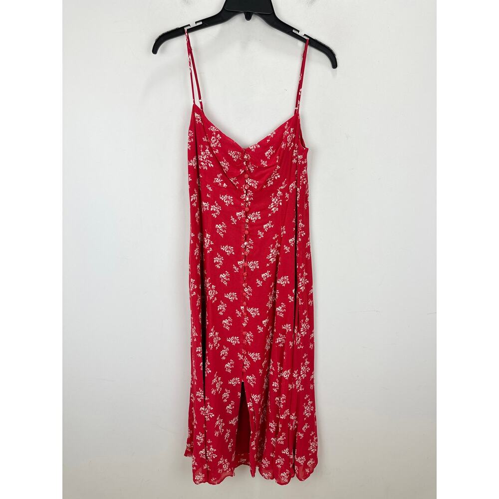 NEW Reformation Cybill Button Front Sundress Red Cottagecore Viscose Floral US 8 - Picture 3 of 10